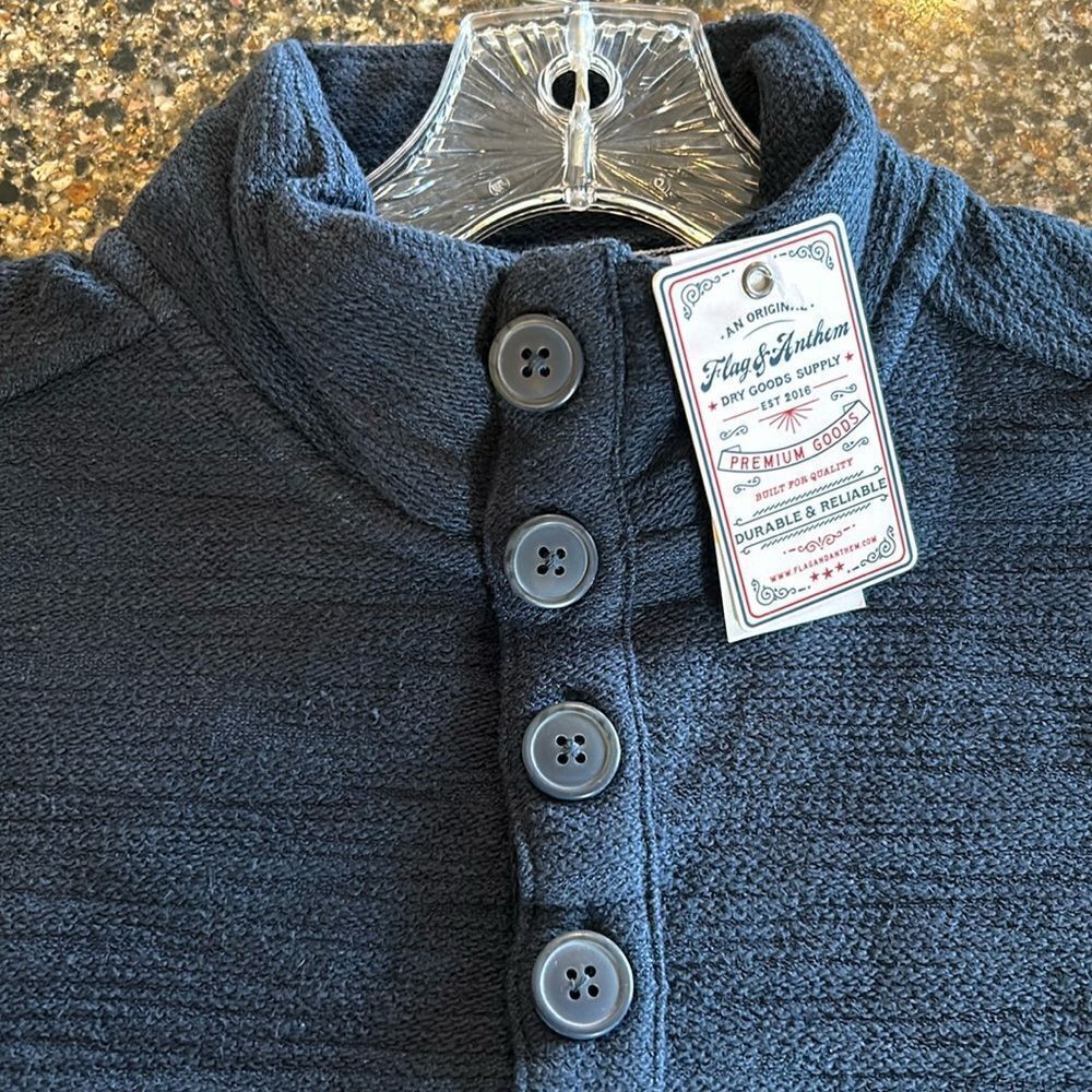 NEW Flag & Anthem Mens Navy Blue Henley